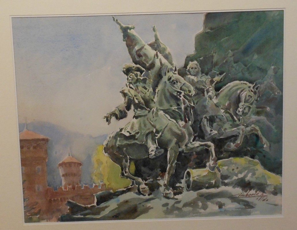 olio su cartone "Stazione di Bardonecchia" Aldo Cimberle Torino 1911-1996 
